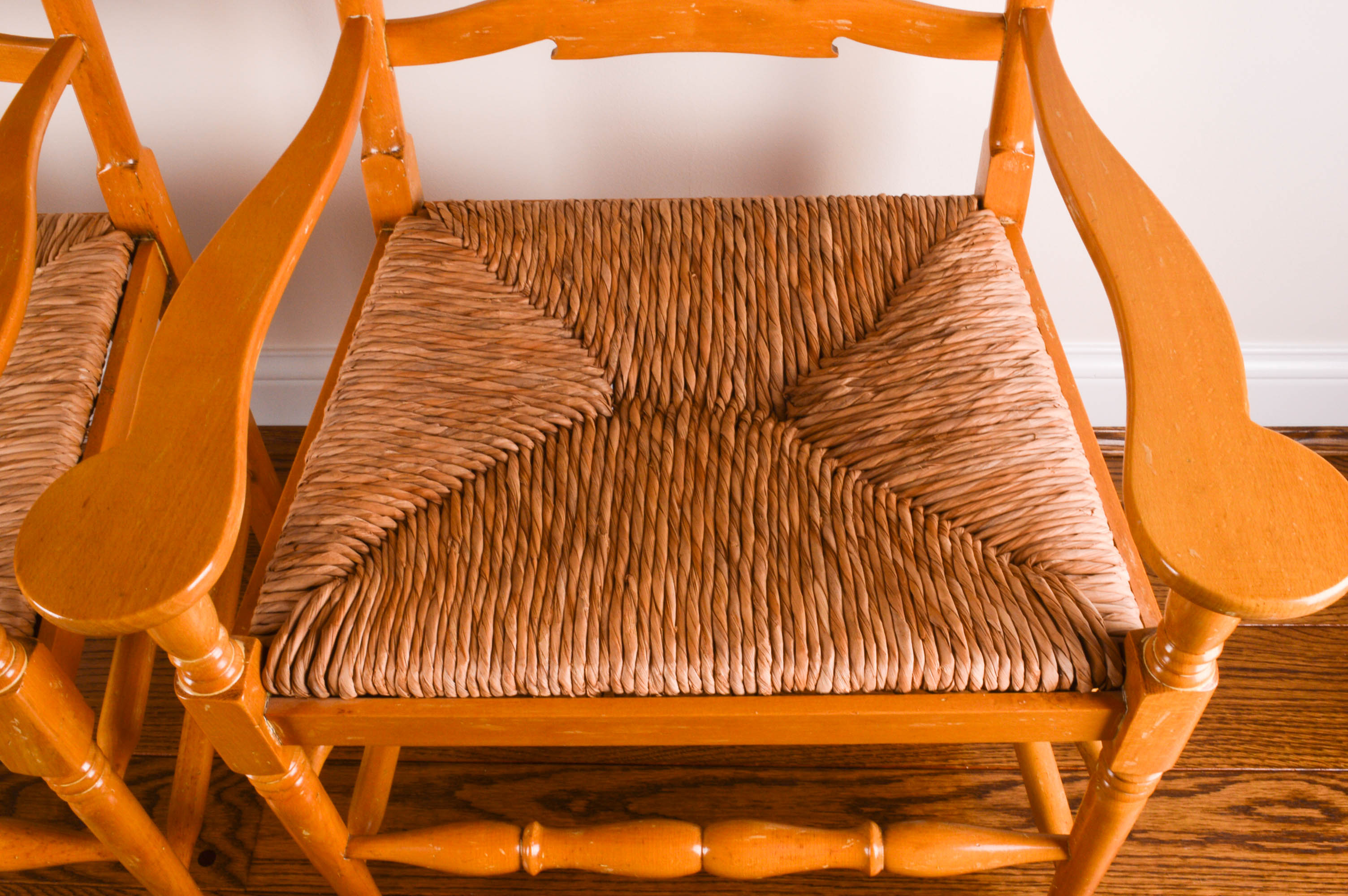 Pair of English Ladder-Back Arm Chairs