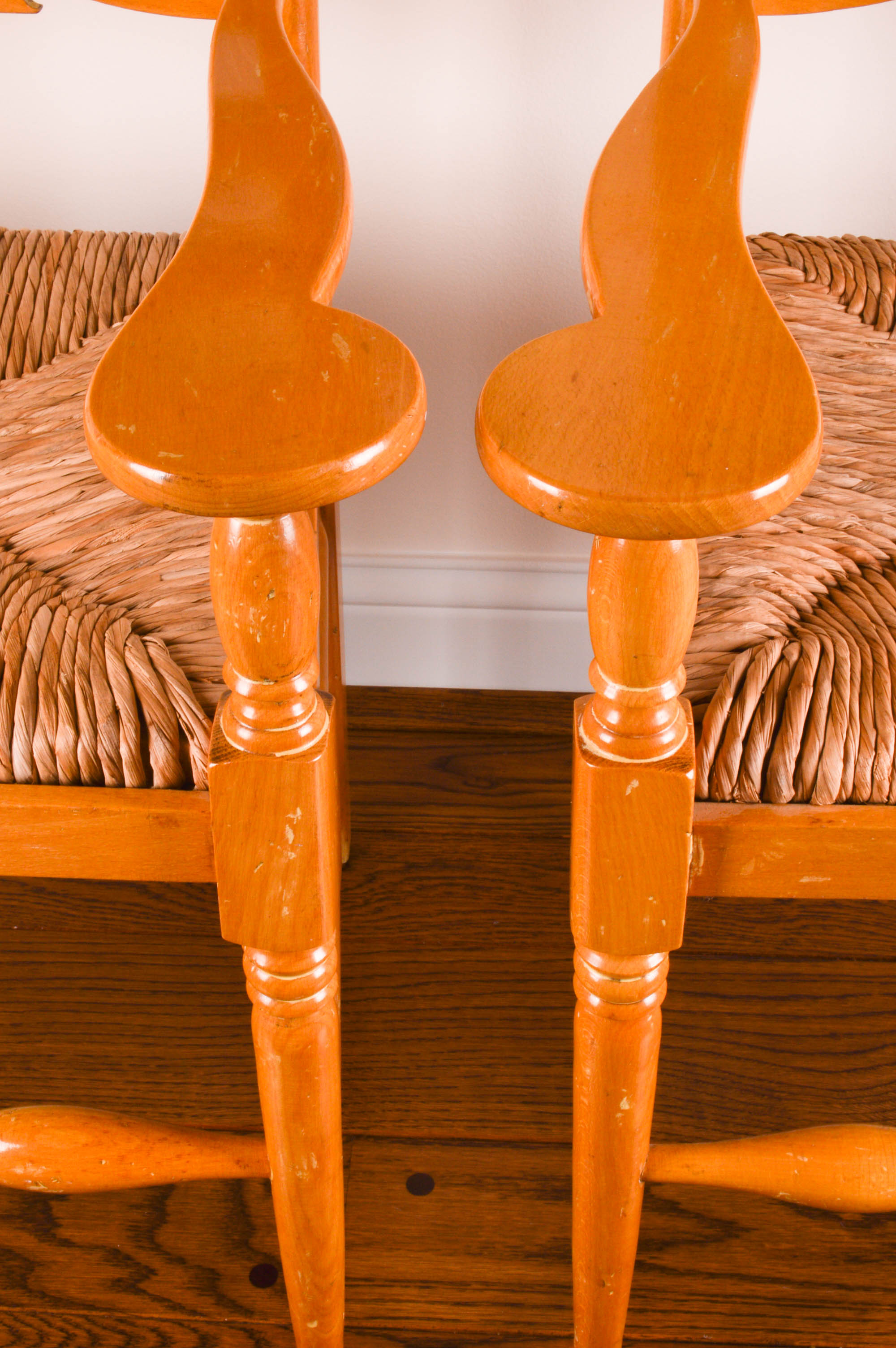Pair of English Ladder-Back Arm Chairs