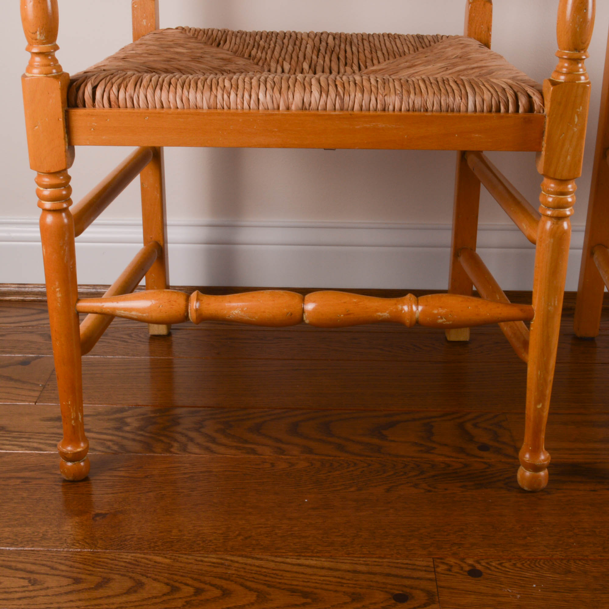 Pair of English Ladder-Back Arm Chairs