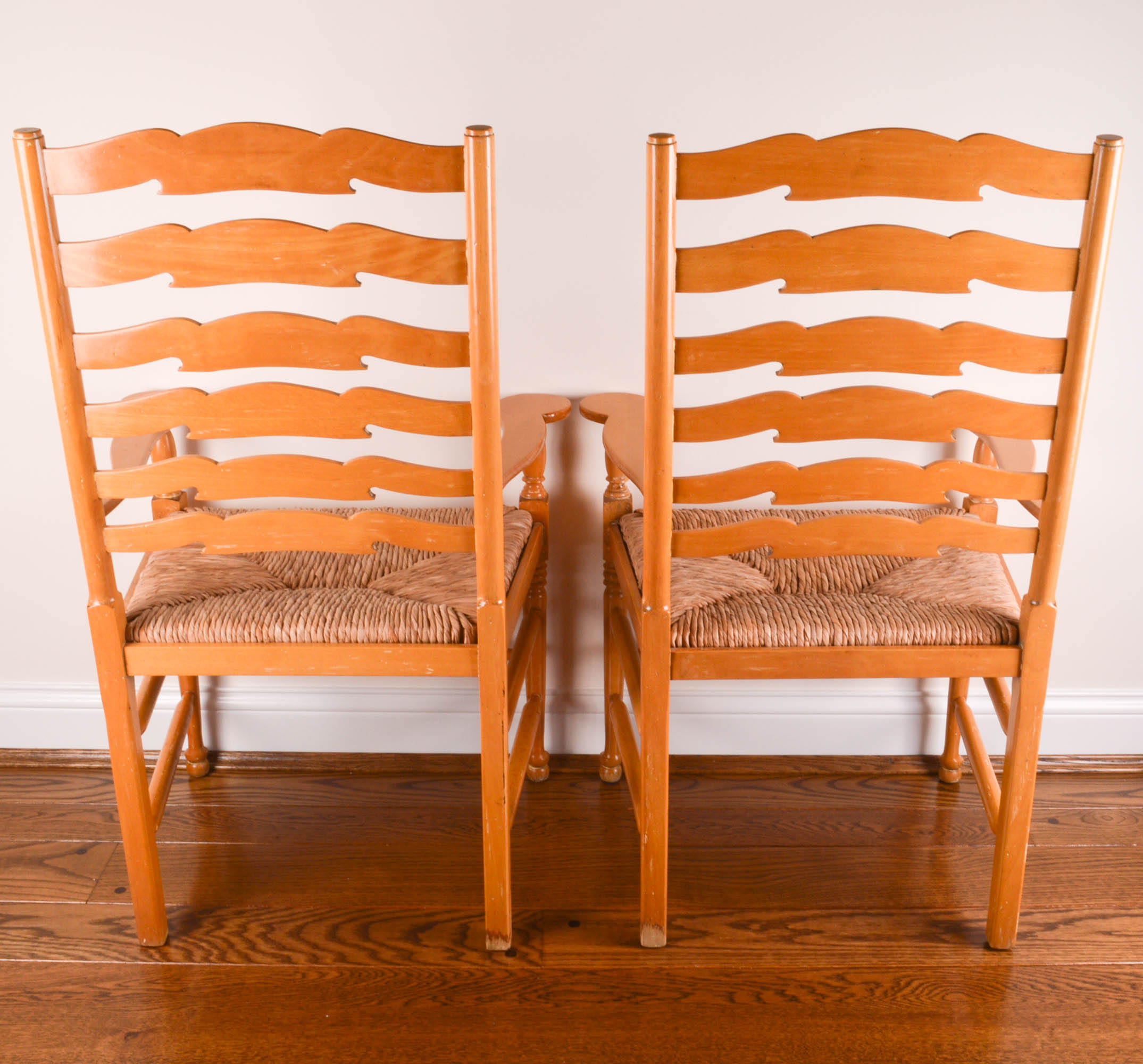 Pair of English Ladder-Back Arm Chairs