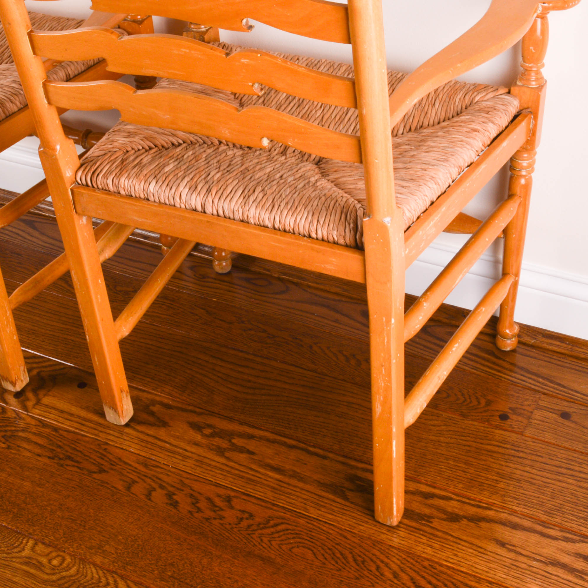Pair of English Ladder-Back Arm Chairs