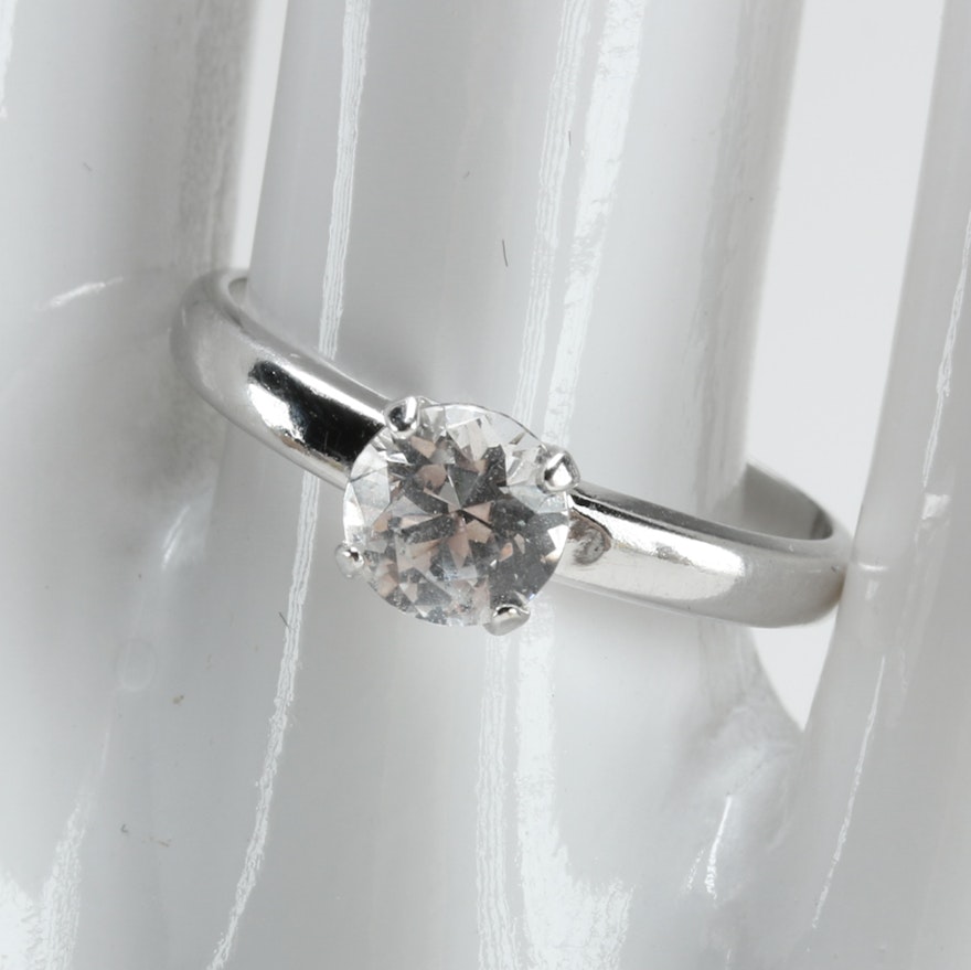 18K White Gold Electroplate Ring