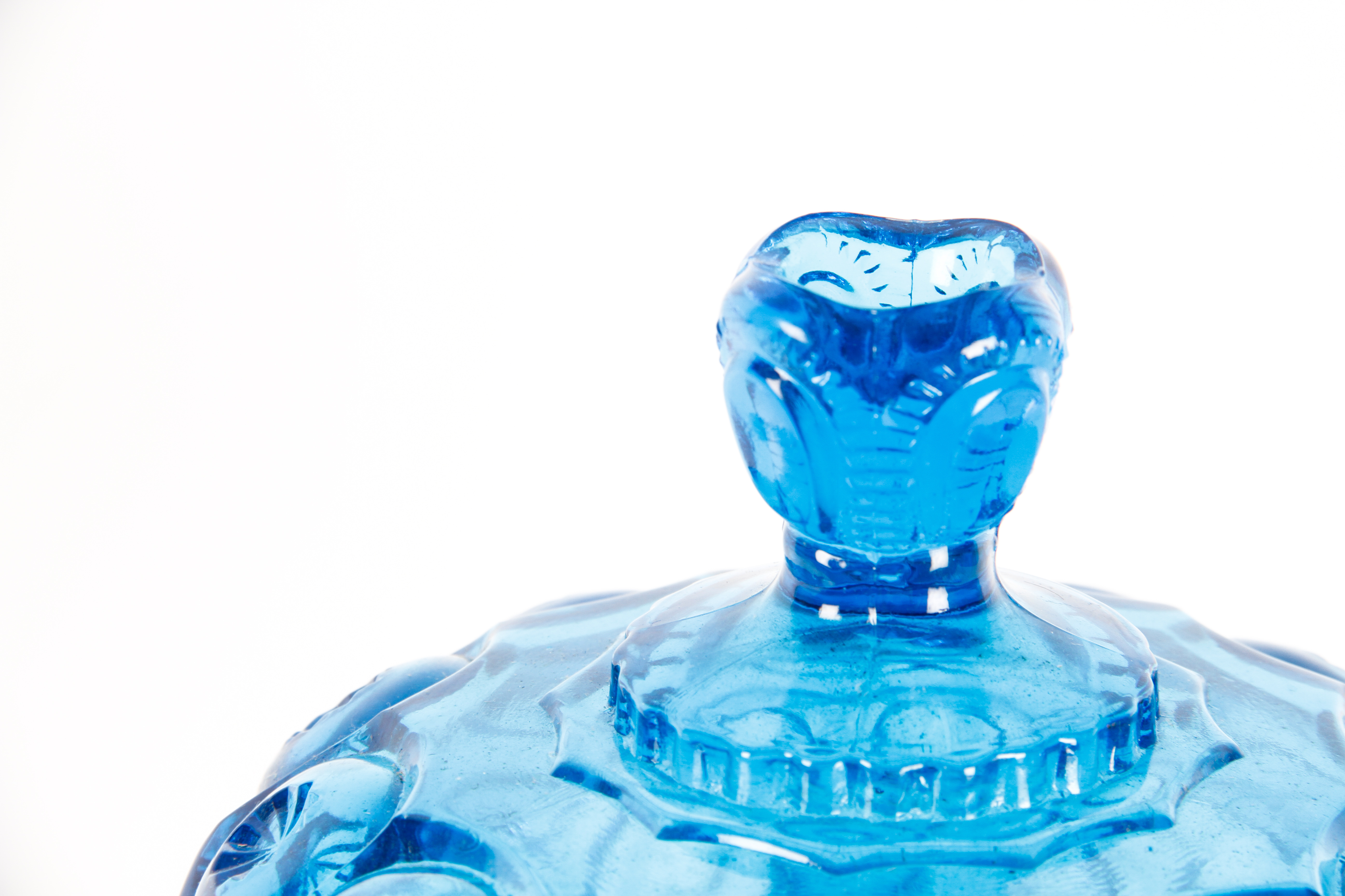 Vintage Pressed Fenton Glass Pedestal Candy Dish with Lid