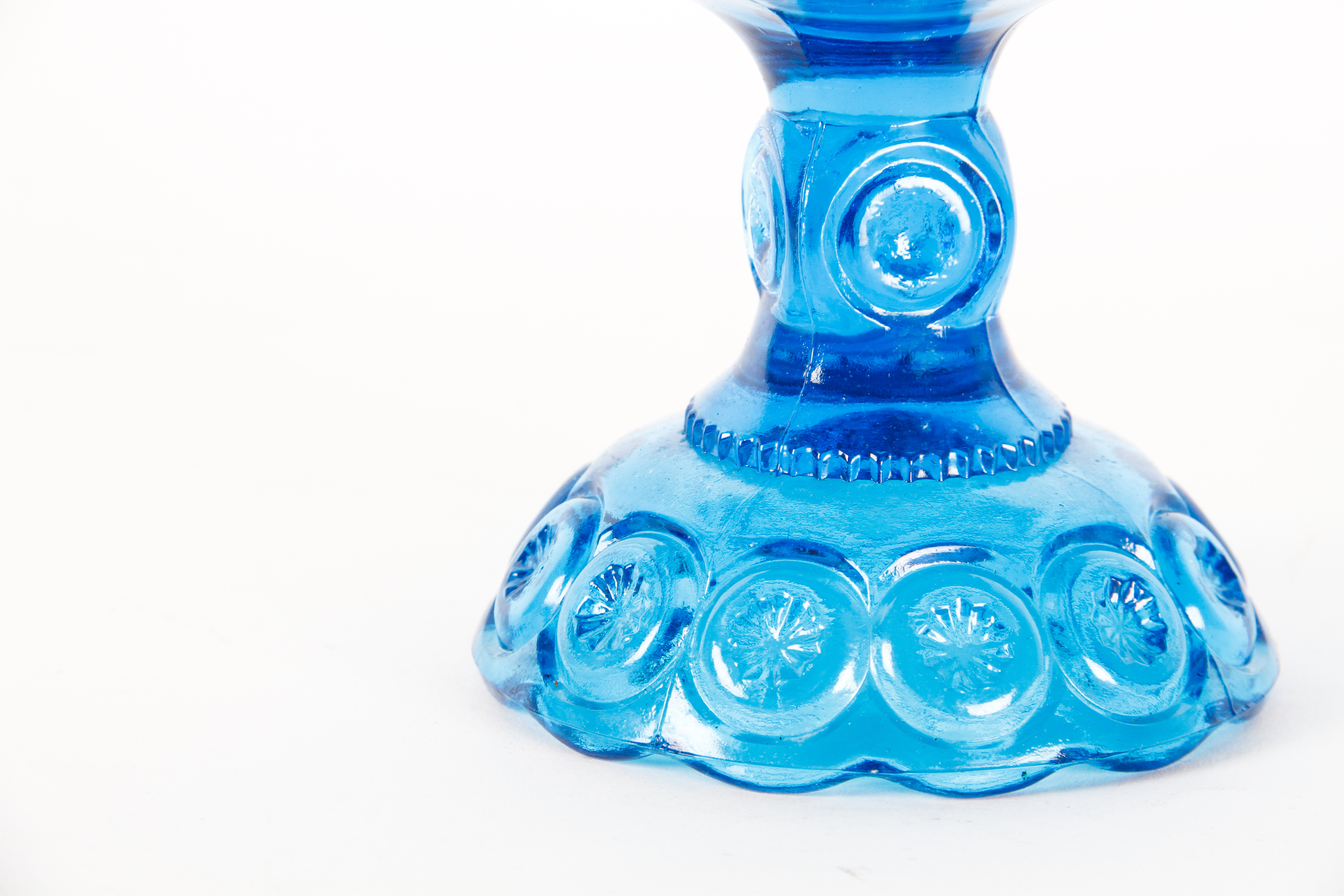 Vintage Pressed Fenton Glass Pedestal Candy Dish with Lid