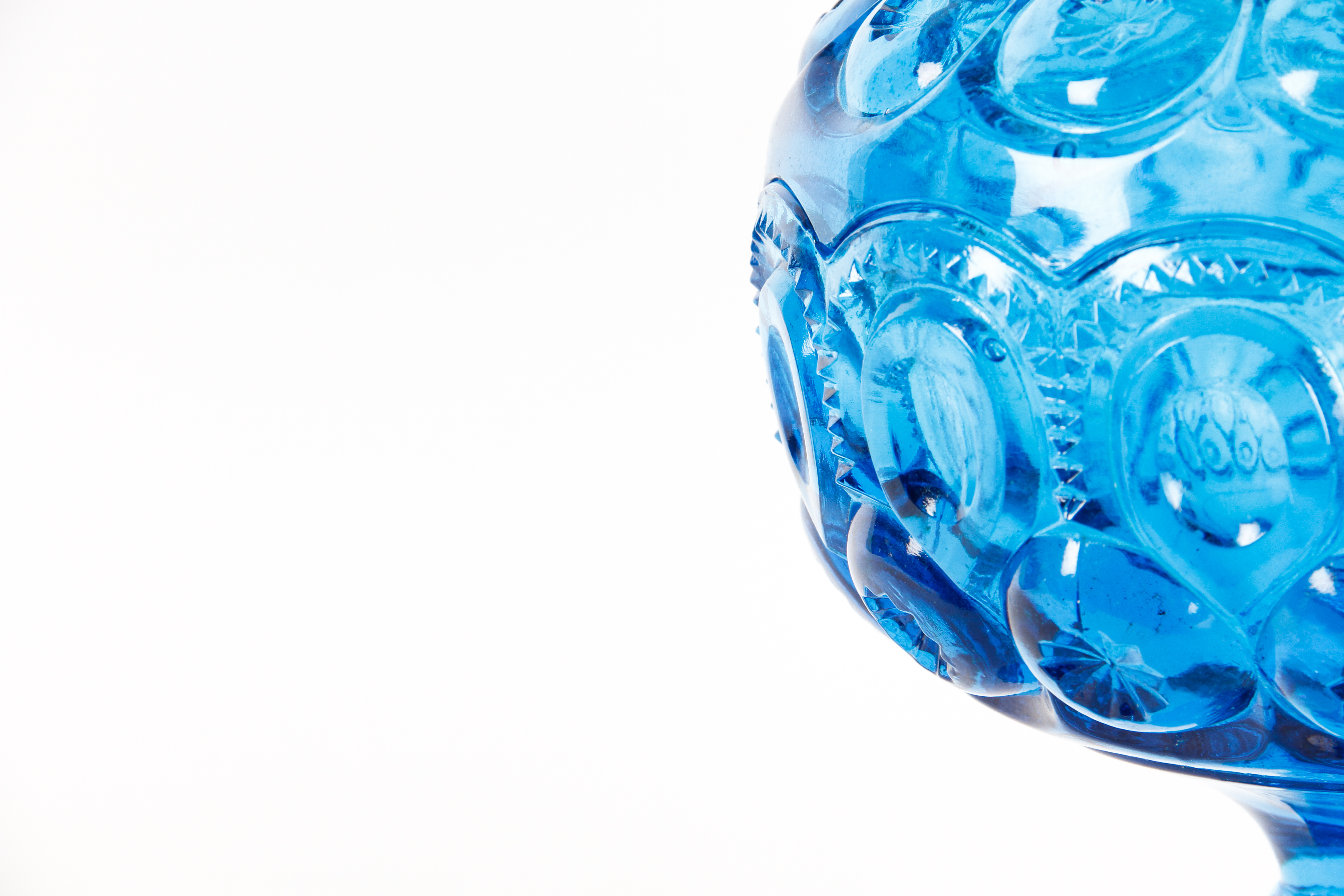 Vintage Pressed Fenton Glass Pedestal Candy Dish with Lid