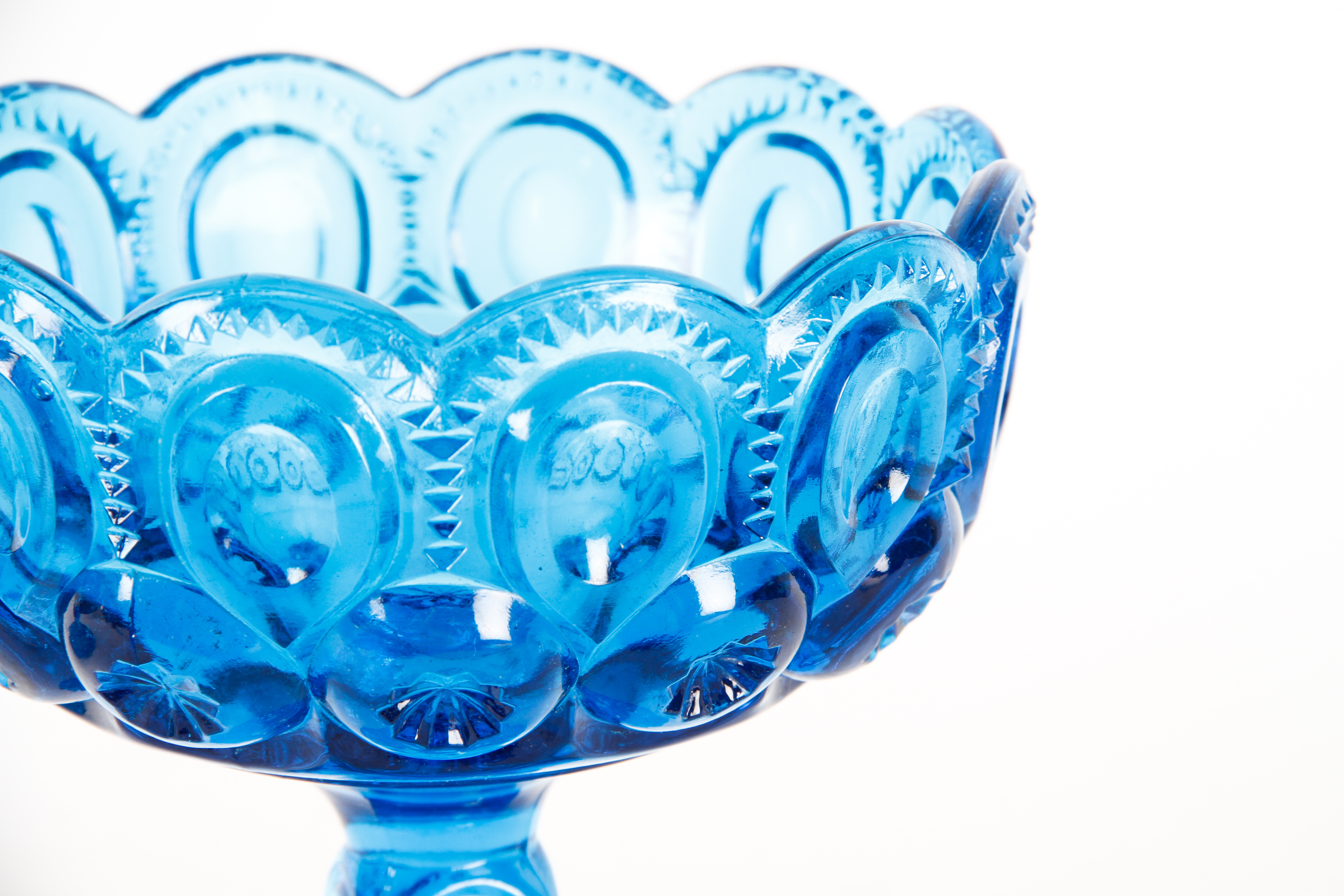 Vintage Pressed Fenton Glass Pedestal Candy Dish with Lid