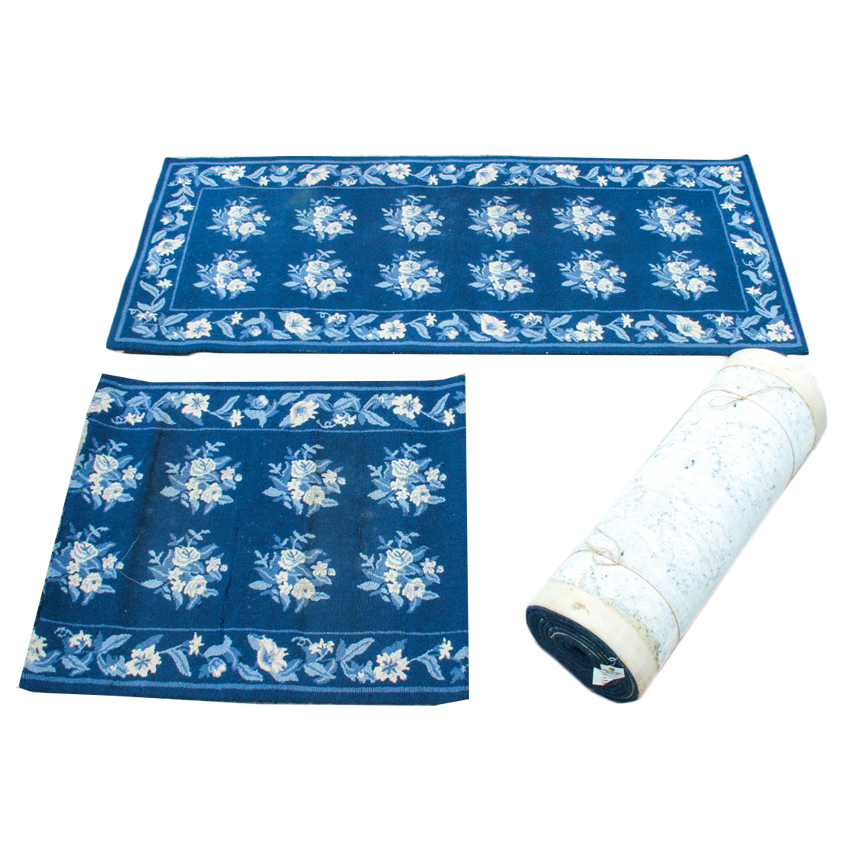 Blue and White Custom 100%  Wool Custom Hand Loomed Stair Runners