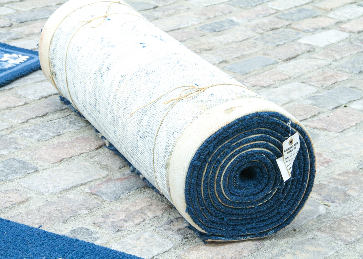 Blue and White Custom 100%  Wool Custom Hand Loomed Stair Runners