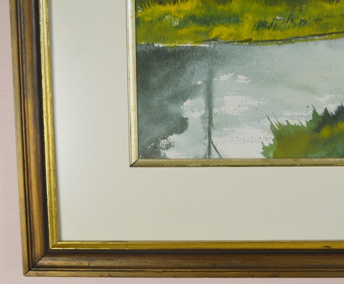 Joseph Baris Landscape Watercolor of Farm Scene