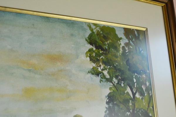 Joseph Baris Landscape Watercolor of Farm Scene