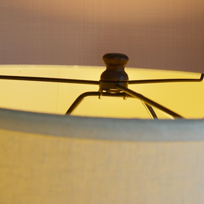 Round Metal Table and Metal Pottery Barn Table Lamp