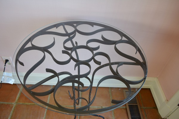 Round Metal Table and Metal Pottery Barn Table Lamp