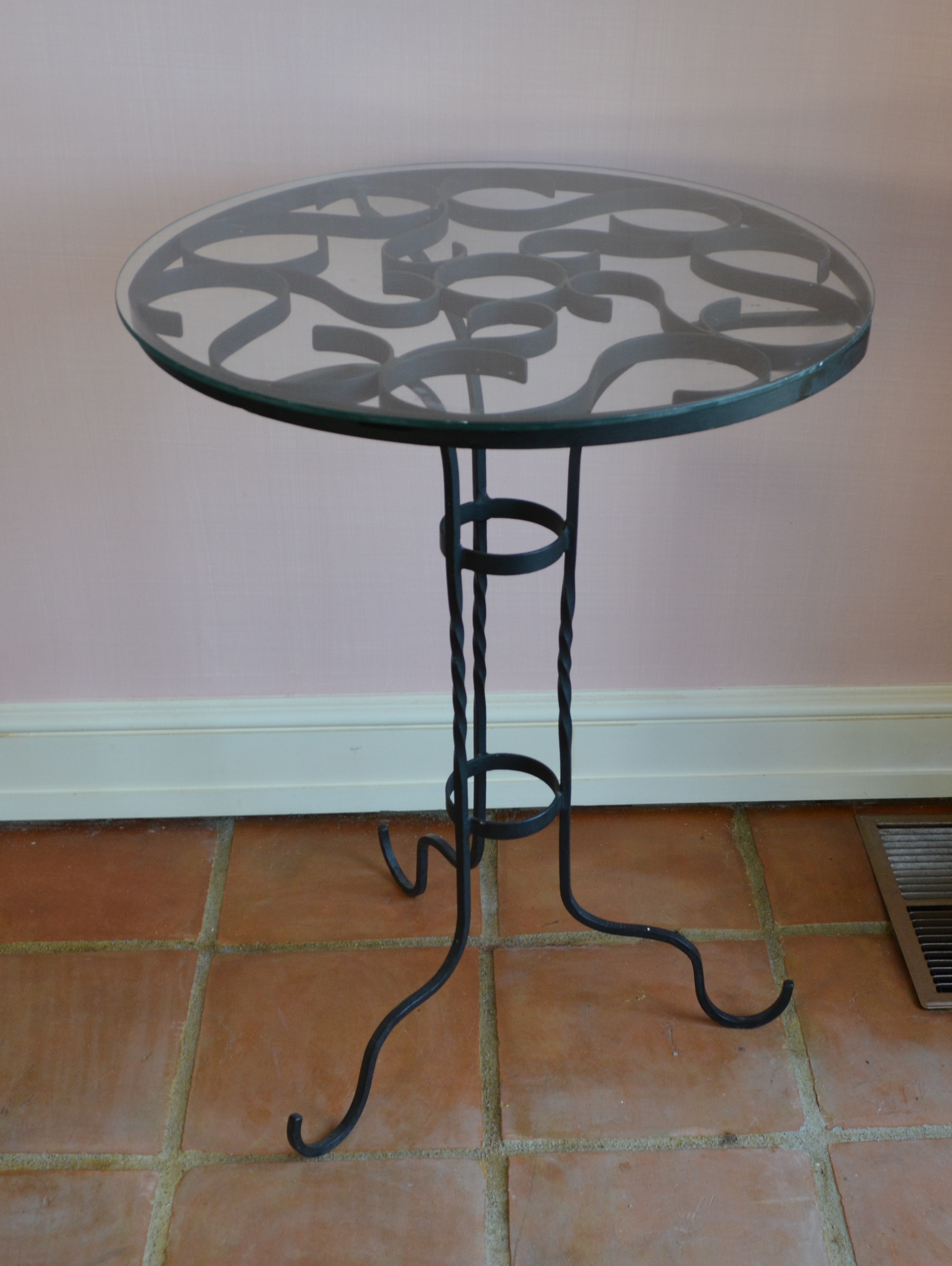 Round Metal Table and Metal Pottery Barn Table Lamp