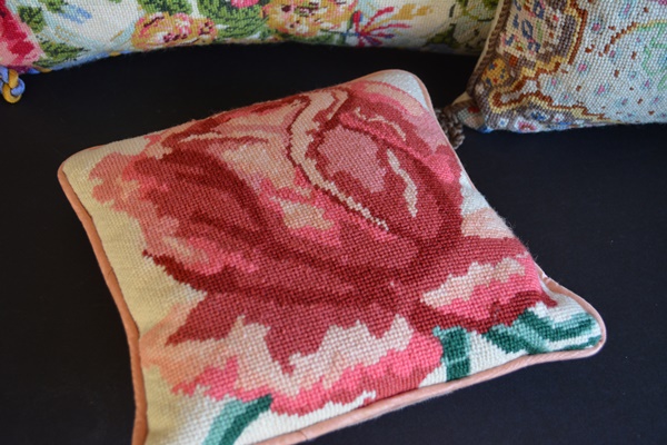 Three Decorative Needlepoint Pillows