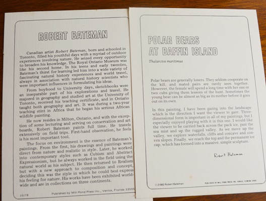 Robert Bateman "Polar Bears at Baffin Island" Offset Lithograph