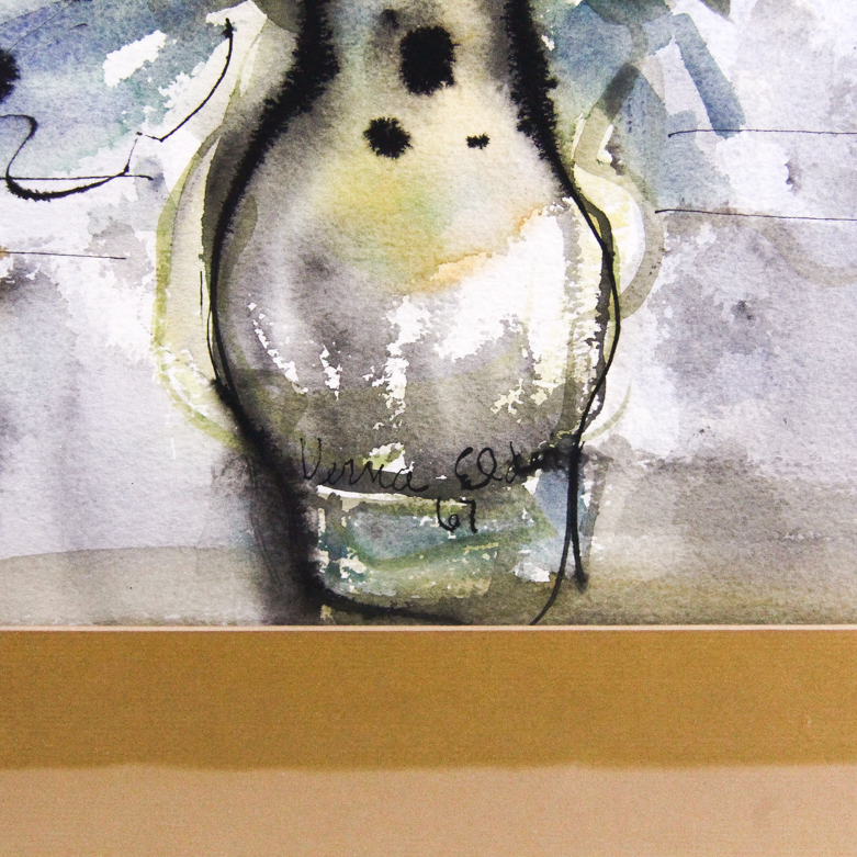 Vintage Floral Still Life Watercolor Signed Verna Elden