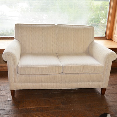 Beige Upholstered Loveseat