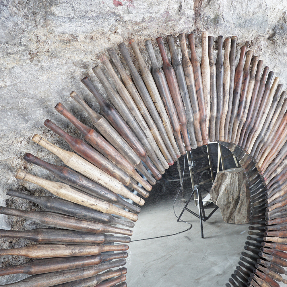 Repurposed Vintage Rolling Pin Wall Mirror