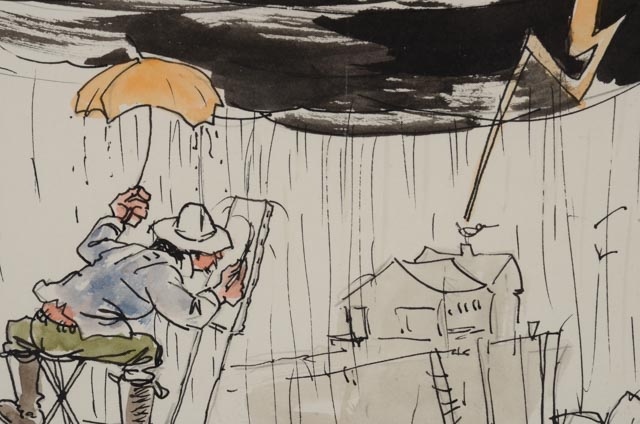 Herman Wessel Original Ink and Watercolor Illustration