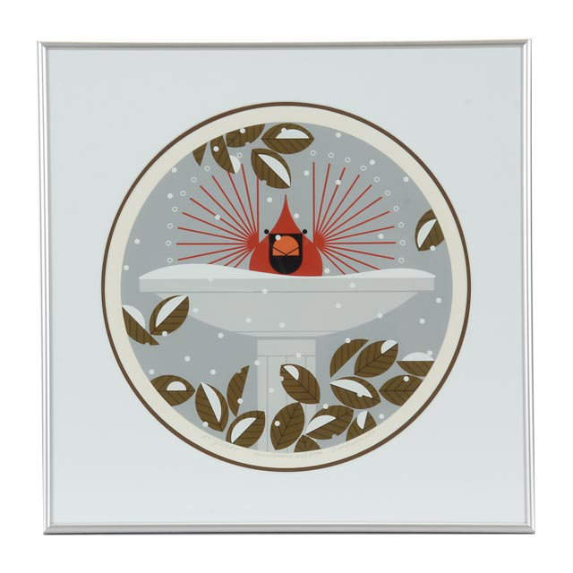 Charley Harper Limited Edition Signed Serigraph "Brrrrrdbath"