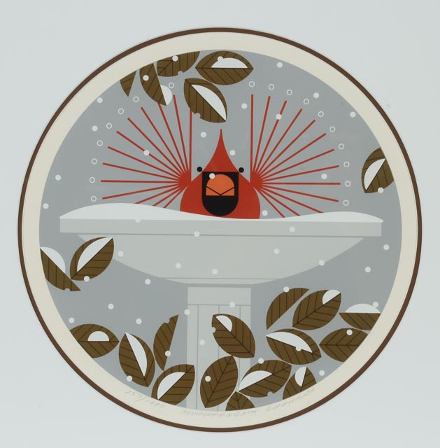 Charley Harper Limited Edition Signed Serigraph "Brrrrrdbath"