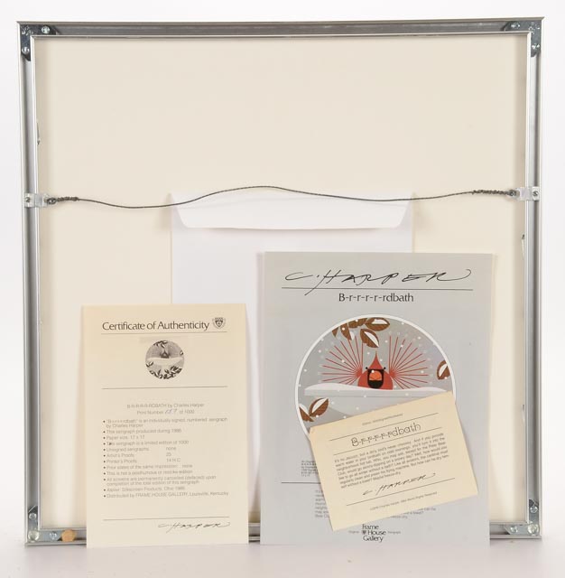 Charley Harper Limited Edition Signed Serigraph "Brrrrrdbath"