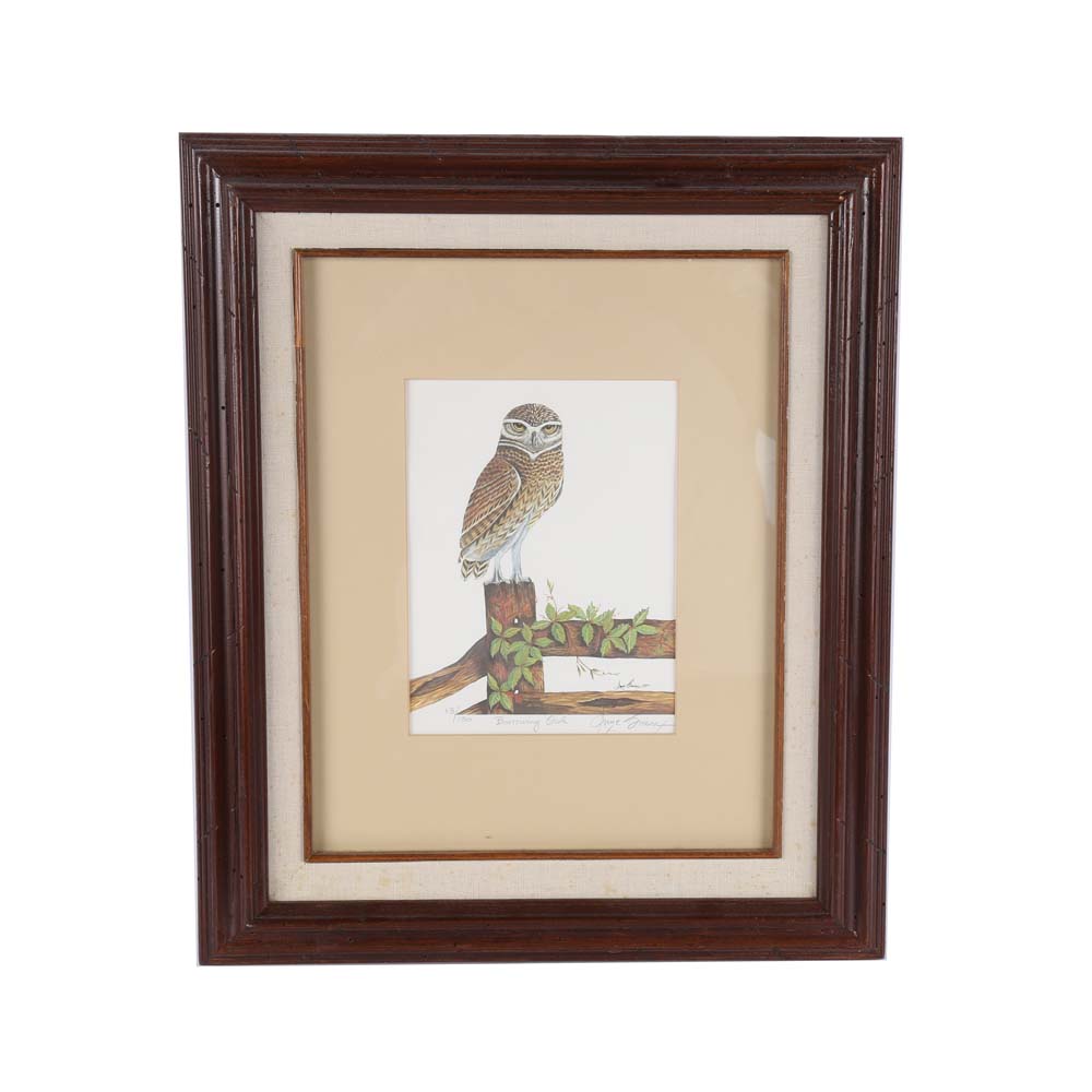Anne Sisson "Burrowing Owl" Signed Offset Lithograph