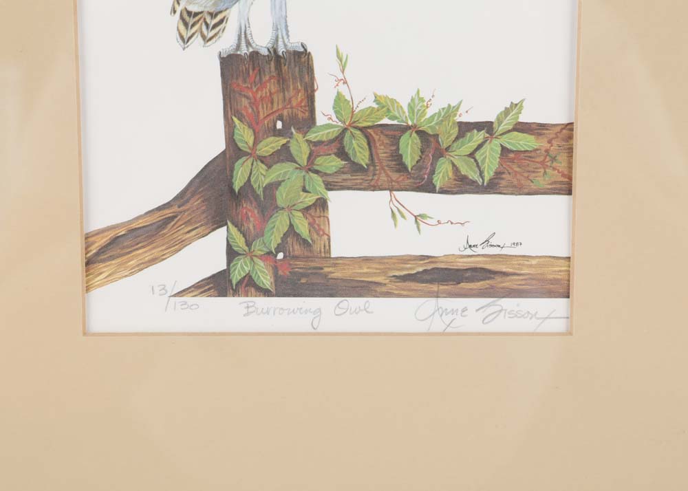 Anne Sisson "Burrowing Owl" Signed Offset Lithograph