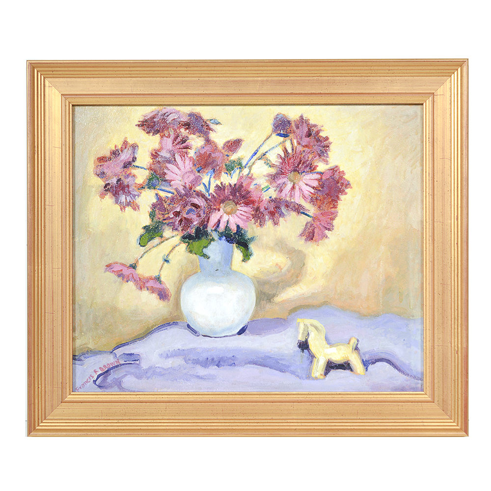 Signed "Flowers" Painting by Artist Francis Focer Brown