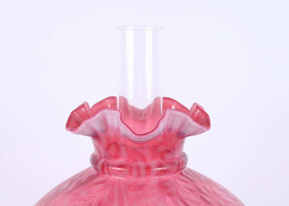 Pink Fenton Style Glass Lamp
