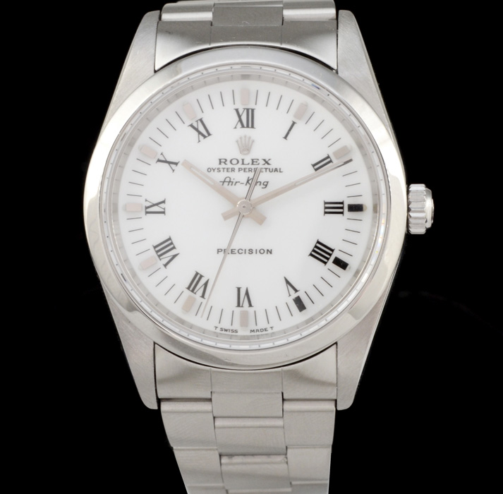 Men's Rolex Perpetual Air-King Stainless Steel White Roman Automatic Watch