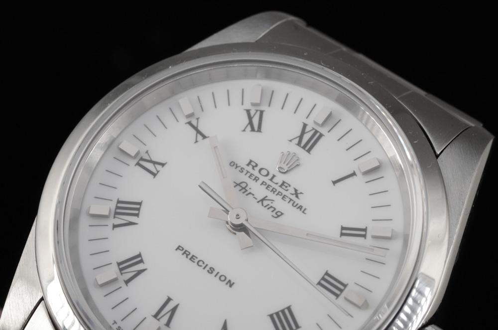 Men's Rolex Perpetual Air-King Stainless Steel White Roman Automatic Watch