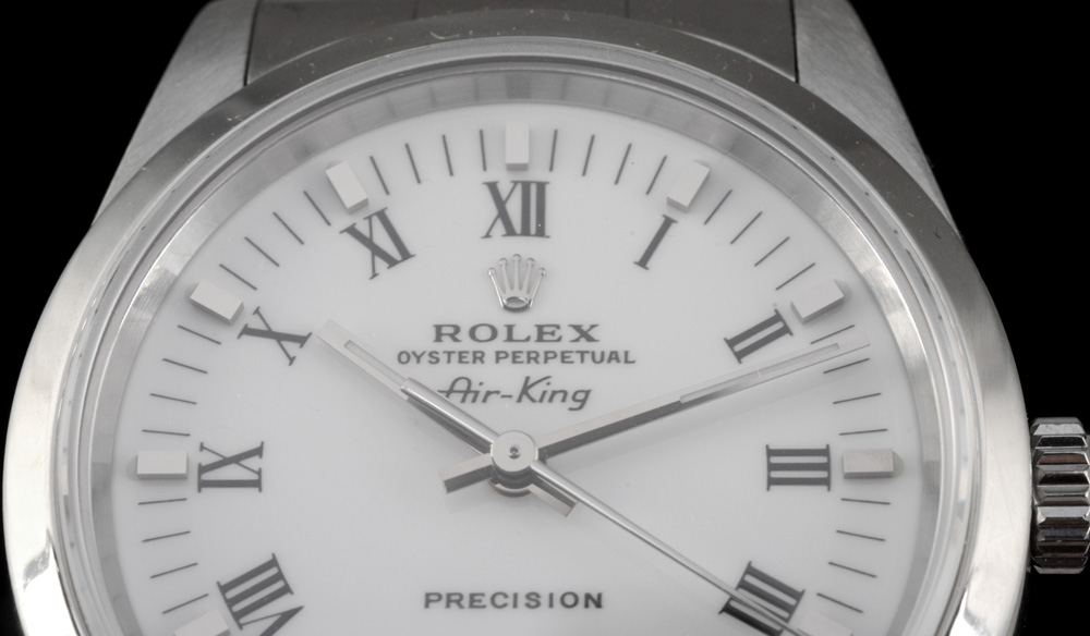 Men's Rolex Perpetual Air-King Stainless Steel White Roman Automatic Watch