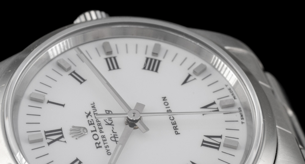 Men's Rolex Perpetual Air-King Stainless Steel White Roman Automatic Watch