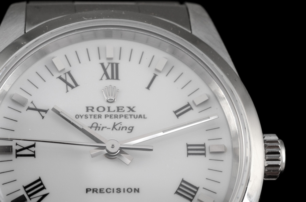 Men's Rolex Perpetual Air-King Stainless Steel White Roman Automatic Watch