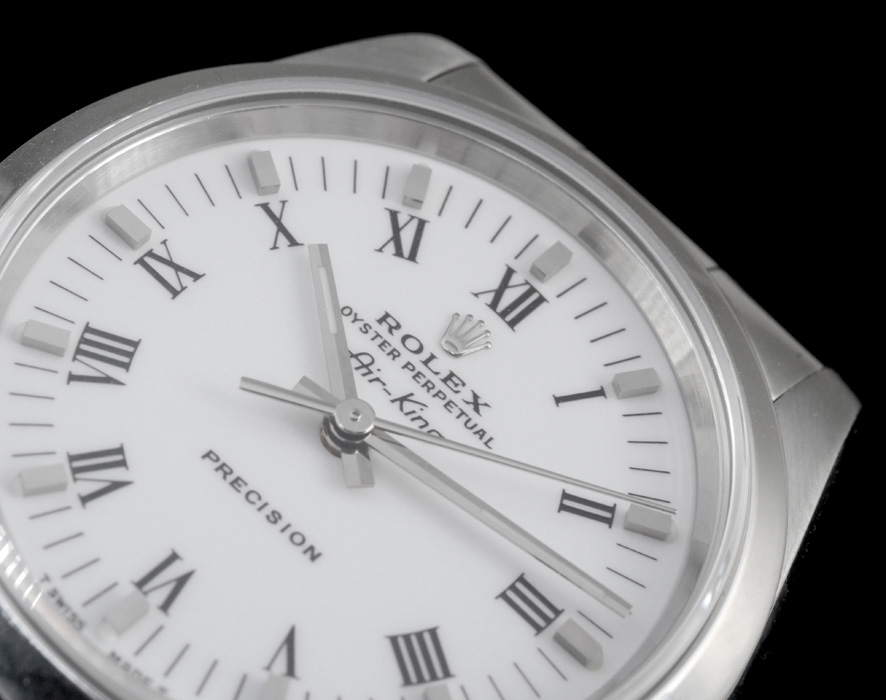 Men's Rolex Perpetual Air-King Stainless Steel White Roman Automatic Watch