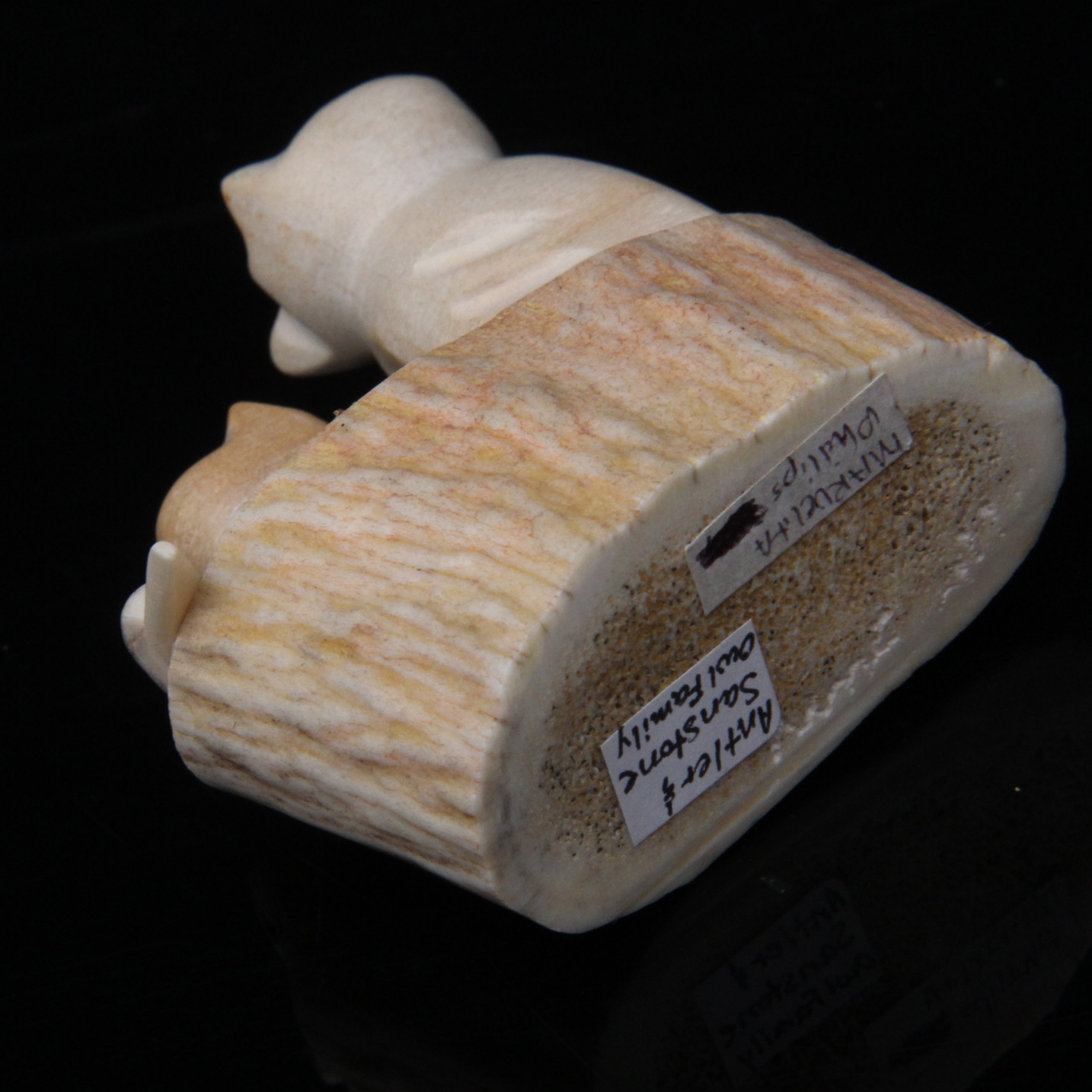 Marvelita Phillips Zuni Antler and Sandstone Owl Family Fetish