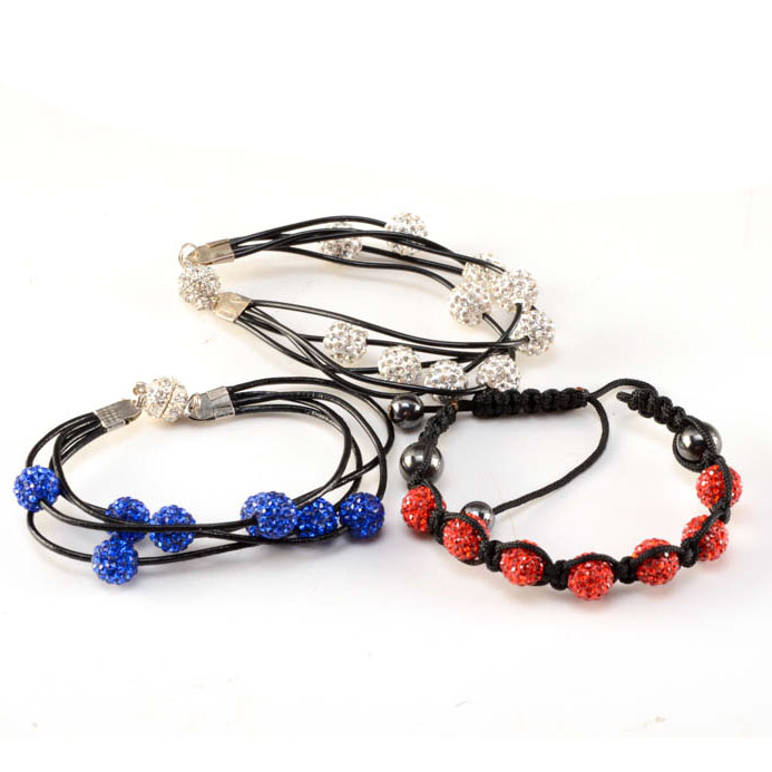 Group of Three Crystal Bead Bracelets