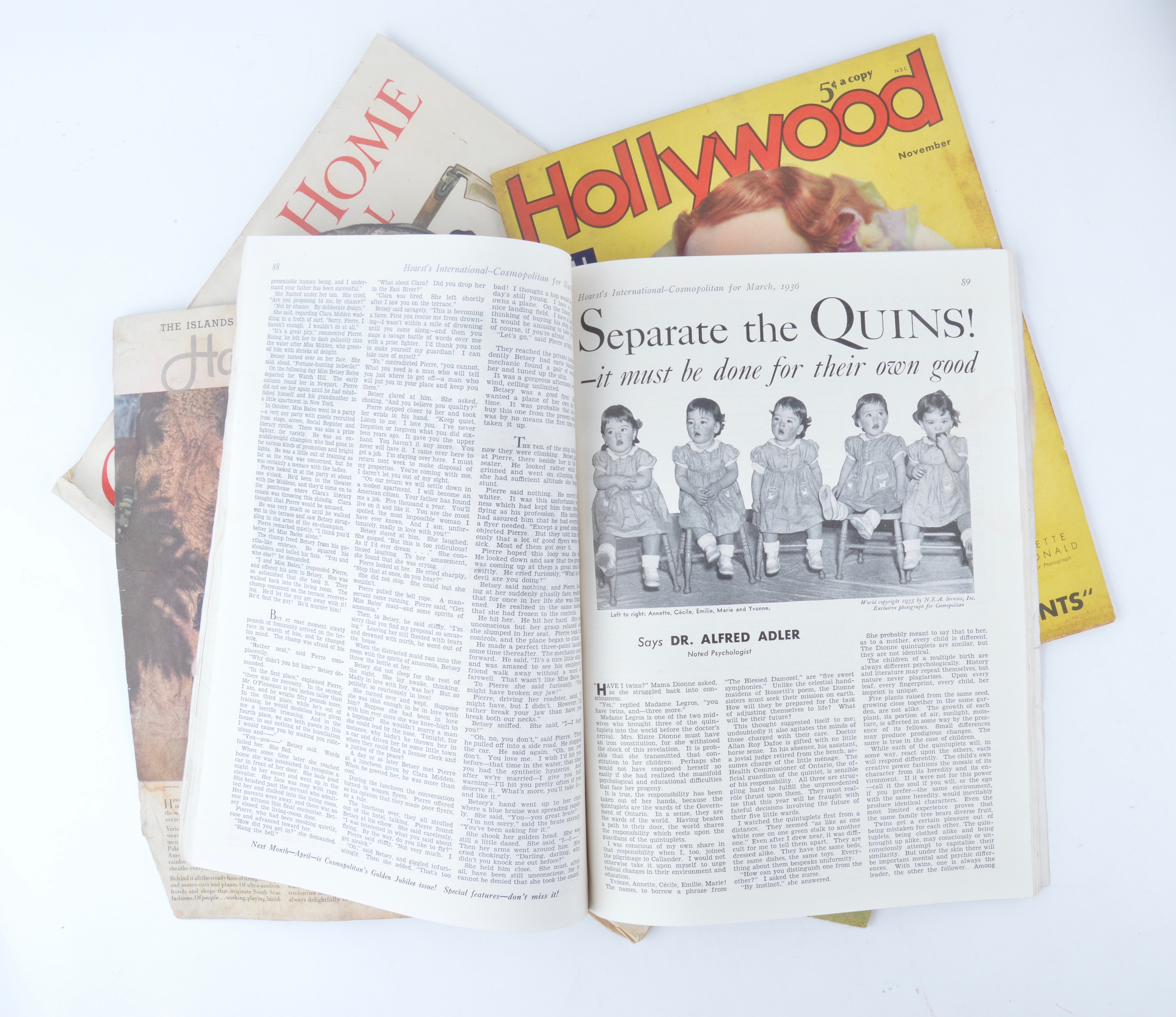 Magazines From 1935 and 1936 Featuring Articles About the Dionne Quintuplets
