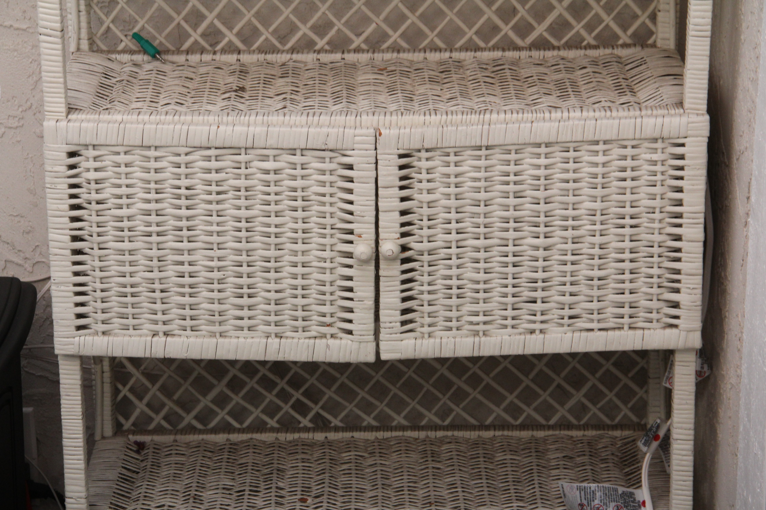 Vintage White Wicker Shelves