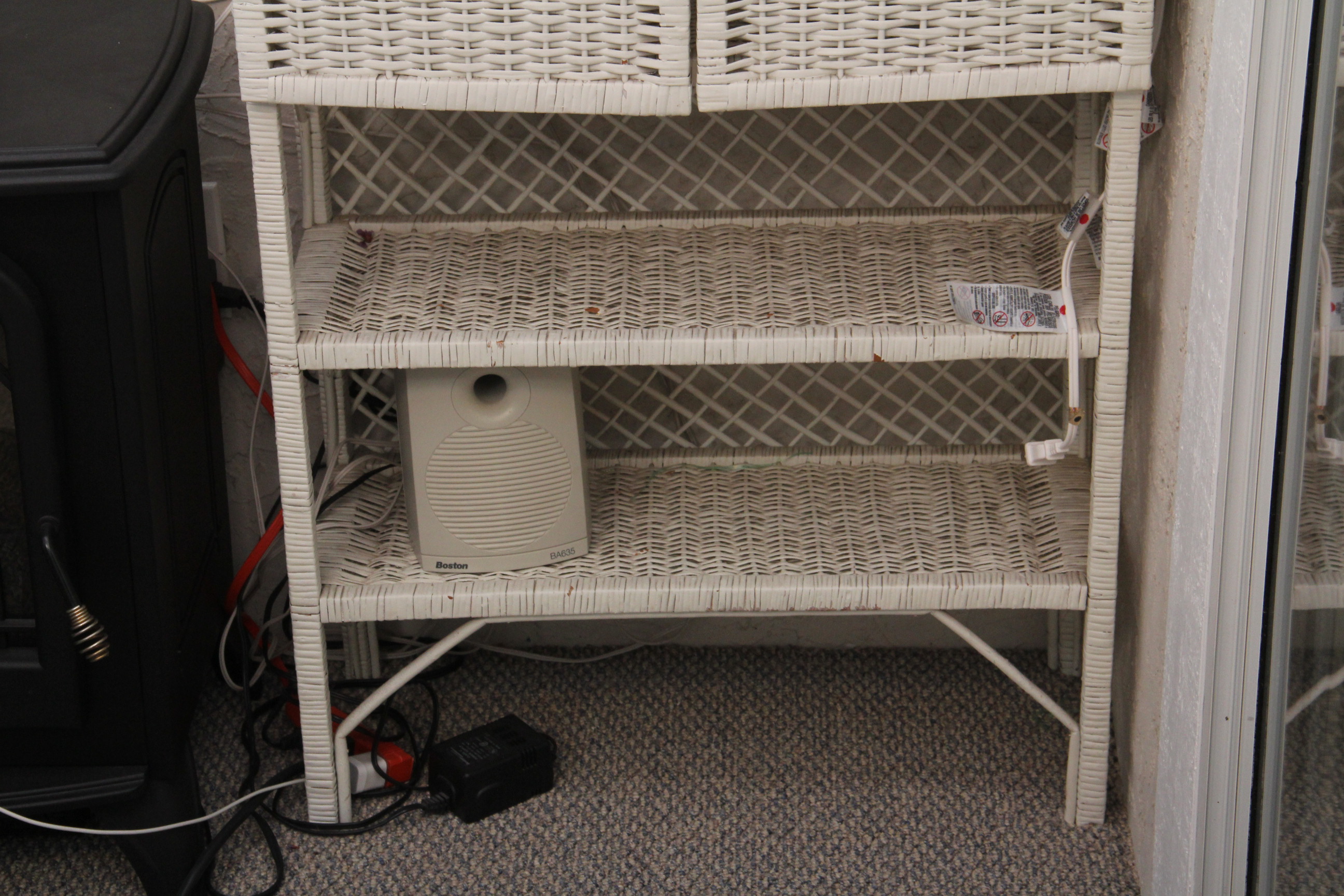 Vintage White Wicker Shelves