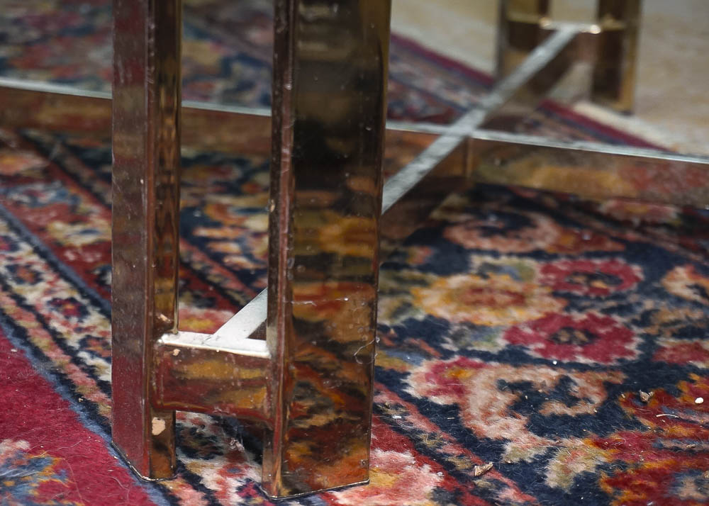 Metal Dining Table with Glass Top