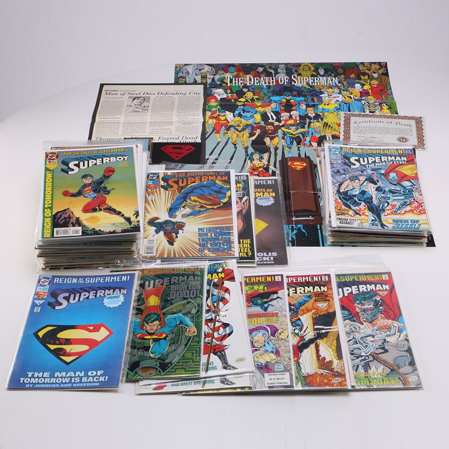 DC "Superman" Comics Including 1992 "Death of Superman" Collectors' Items