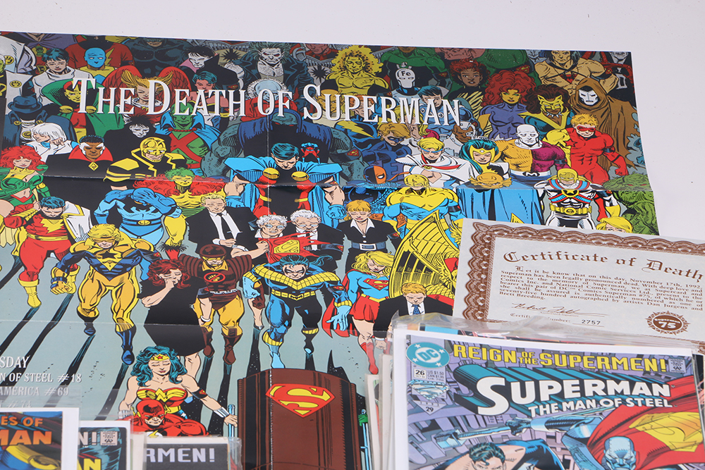 DC "Superman" Comics Including 1992 "Death of Superman" Collectors' Items