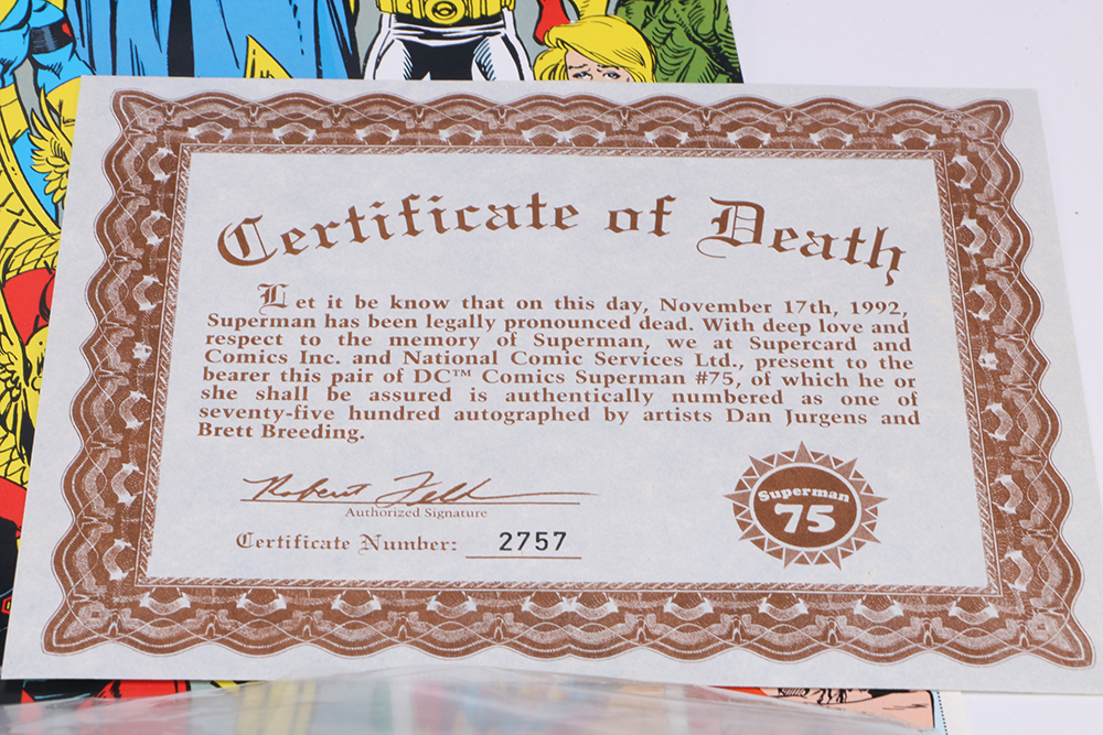 DC "Superman" Comics Including 1992 "Death of Superman" Collectors' Items