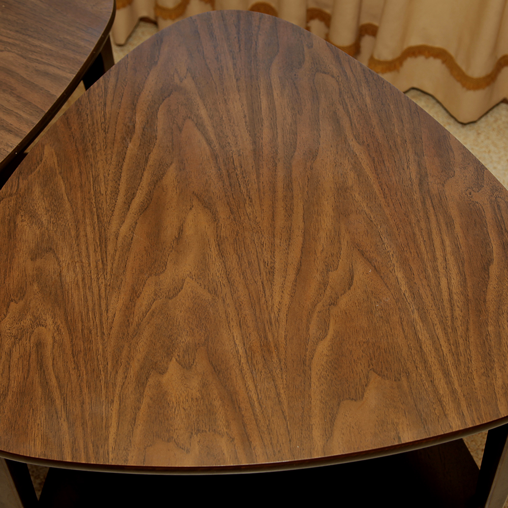 Mid Century Modern "Guitar Pick" End Table Pair by Mersman