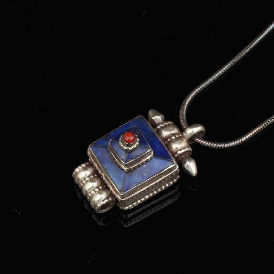 Sterling Silver Lapis Lazuli Pendant, Earrings and Cuff Bracelet