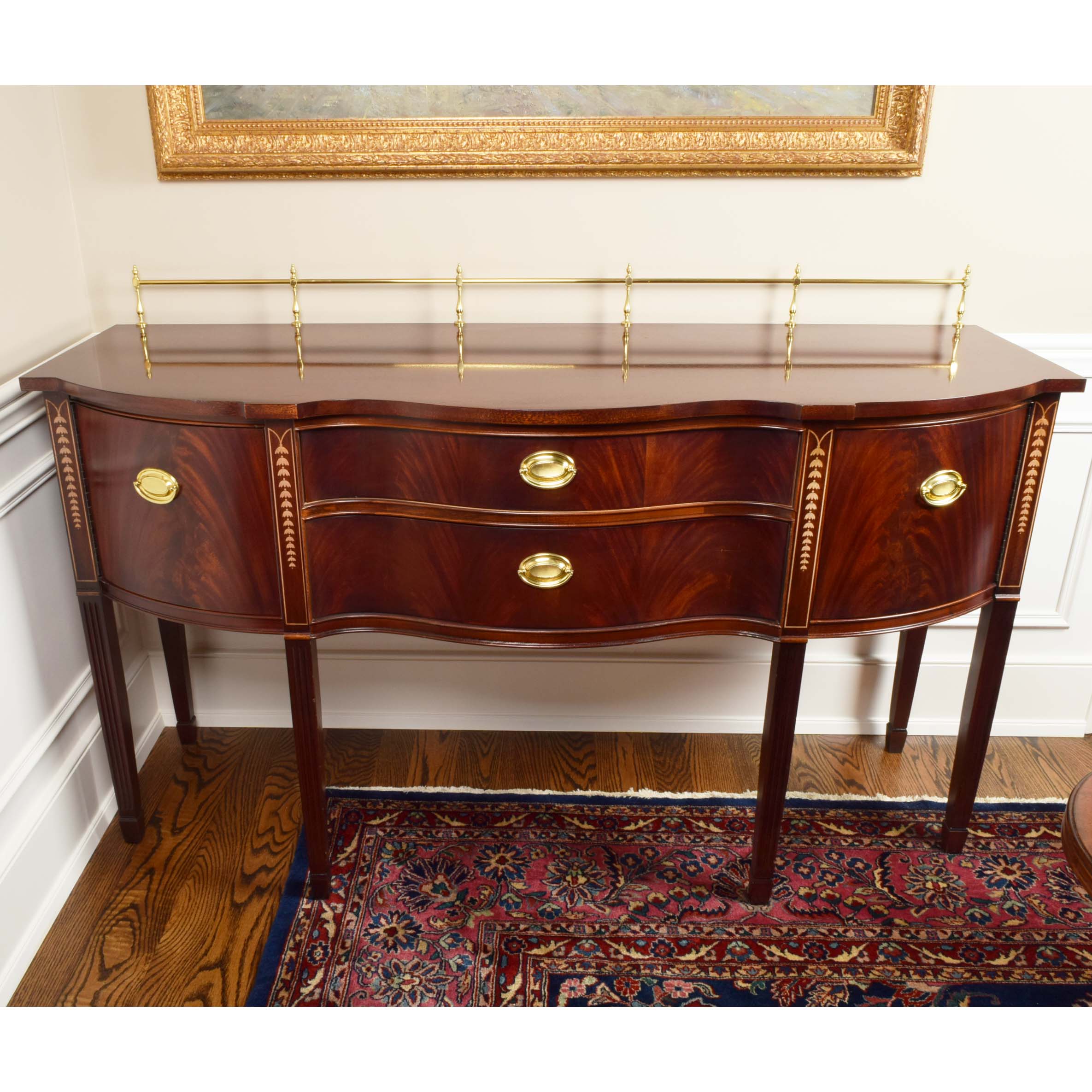 Hepplewhite Style Mahogany Flame Veneer Sideboard by Thomasville Furniture