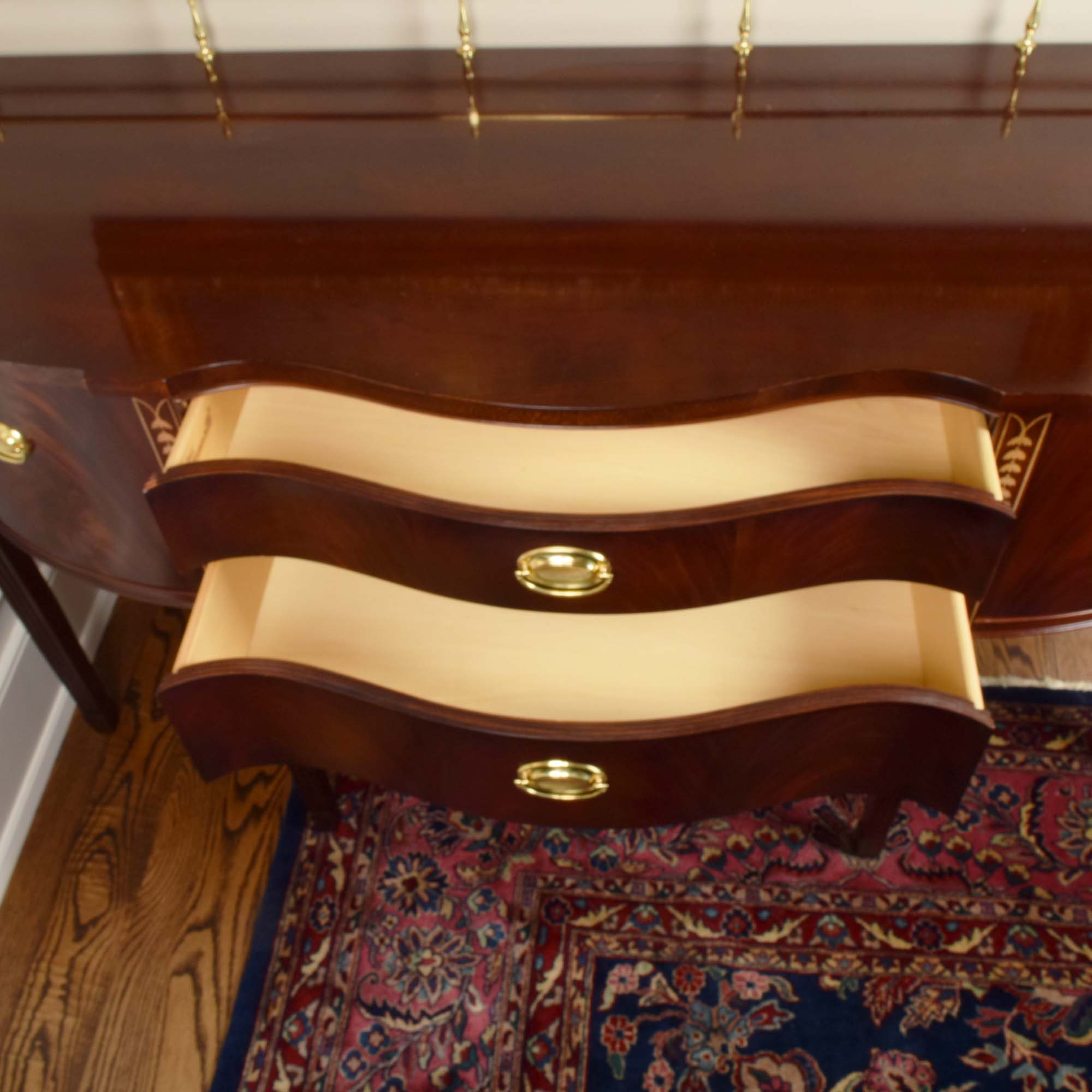 Hepplewhite Style Mahogany Flame Veneer Sideboard by Thomasville Furniture