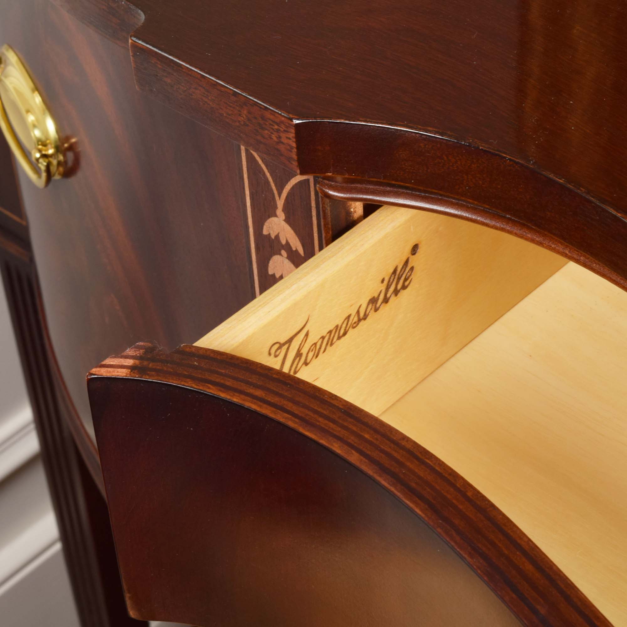 Hepplewhite Style Mahogany Flame Veneer Sideboard by Thomasville Furniture